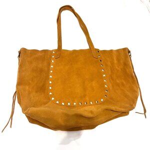 Hobo International Journey Tan/Gold Studded Nubuck X Large Tote Leather Suede